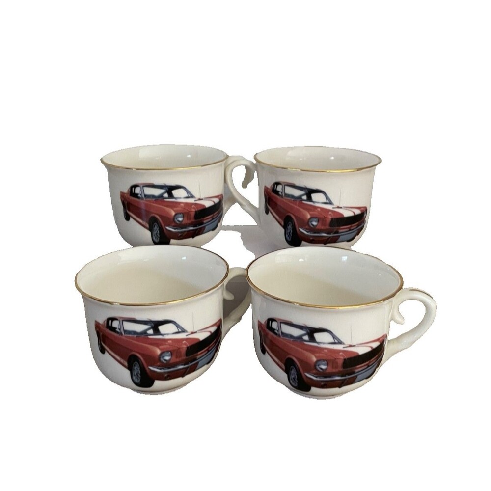 Set of 4 Ceramic 1965 Raam Ford Mustang GT Teacups Designed by Simon Pithie